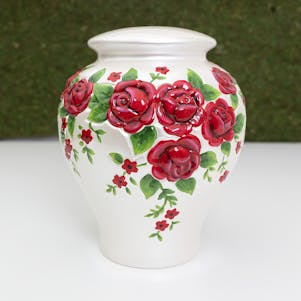 Red Roses Ceramic Cremation Urn