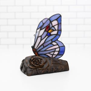 Purple Butterfly Stained Glass Keepsake Cremation Urn Lamp