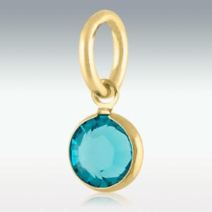 Blue Zircon Petite Swarovski Crystal Charm For Jewelry - Gold