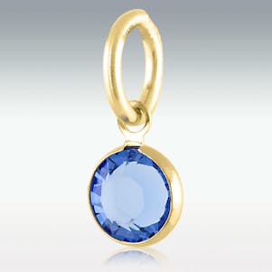 Sapphire Petite Swarovski Crystal Charm For Jewelry - Gold