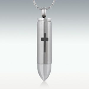 Traditional Cross Bullet Cremation Jewelry - Engravable