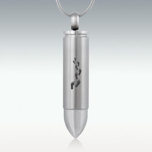 Footprints in the Sand Bullet Cremation Jewelry - Engravable