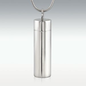 Cylinder Polished Stainless Steel Cremation Jewelry - Engravable