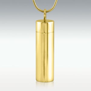 Cylinder Gold Polished Stainless Steel Cremation Jewelry - Engr.