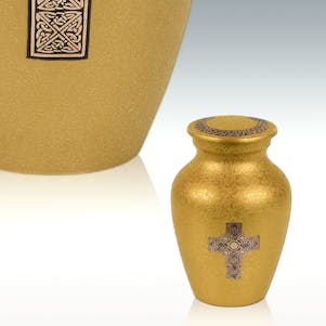 Celtic Knot Cross Brass Keepsake Cremation Urn - Engravable