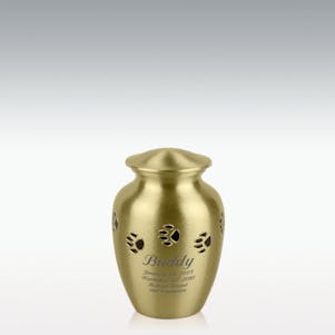 Small Gold Paw Print Cremation Urn - Engravable