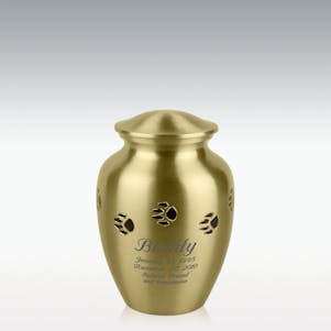 Medium Gold Paw Print Cremation Urn - Engravable