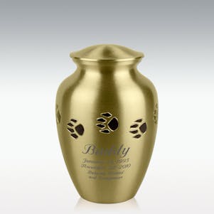 Large Gold Paw Print Cremation Urn - Engravable
