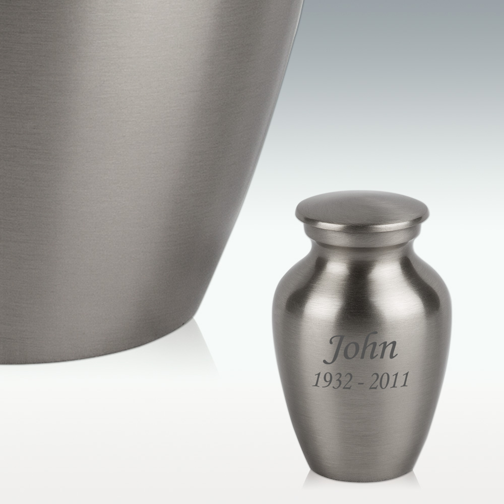 Memorial Cremation Urn for Ashes Classic Gray Small Keepsake Urns 