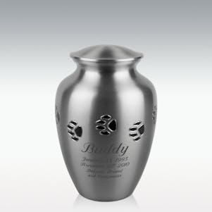 Large Pewter Paw Print Cremation Urn - Engravable