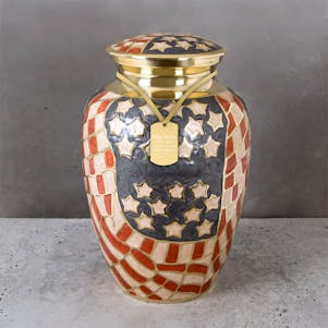Extra Large Old Glory Brass Cremation Urn