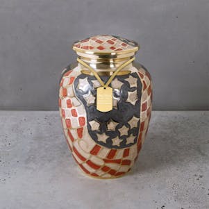 Small Old Glory Brass Cremation Urn