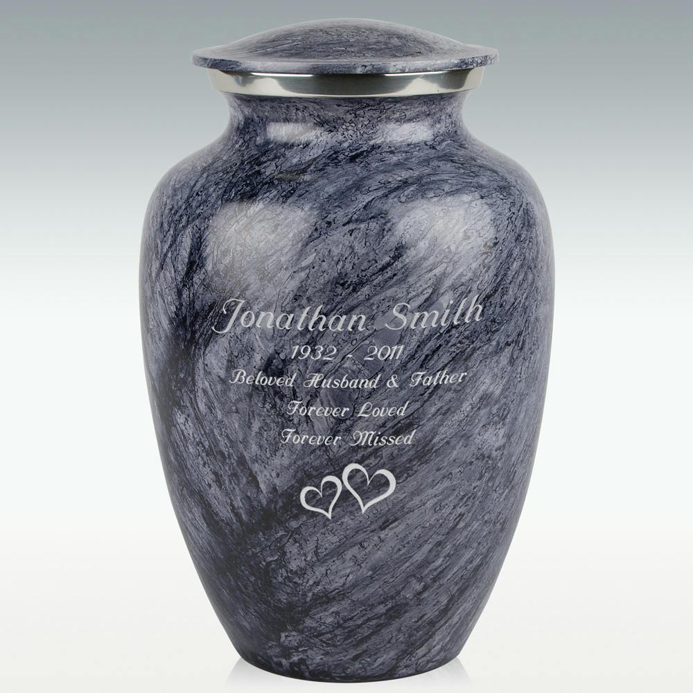Personalized Cremation Urn for Adult Human Ashes - Custom Engraved Name  Large Handcrafted Funeral Memorial with Striking Blue Design (Aluminum - 10