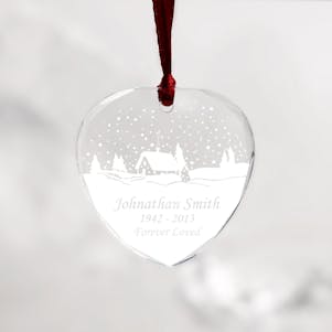Winter Wonderland Crystal Heart Memorial Ornament-Free Engraving