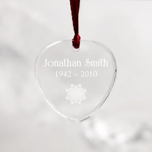 Fluttering Flake Crystal Heart Memorial Ornament -Free Engraving
