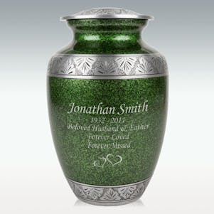 Extra Large Green Lively Leaves Cremation Urn - Engravable