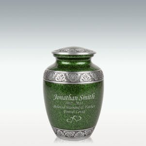 Medium Green Lively Leaves Cremation Urn - Engravable