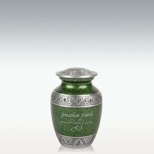 Small Green Lively Leaves Cremation Urn - Engravable