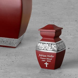 Red Squared Vase Keepsake Cremation Urn - Engravable