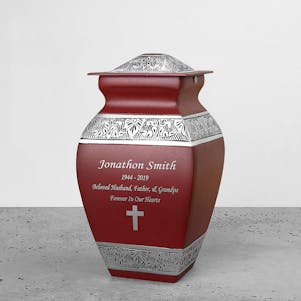 Red Squared Personalized Medium Cremation Urn - Sharing Urn