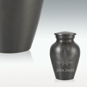 Marijuana Leaf Keepsake Cremation Urn - Engravable