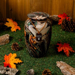 Fall Leaves Camouflage Cremation Urn - Engravable