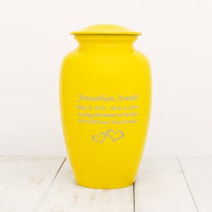 Yellow Solace Metal Cremation Urn - Engravable