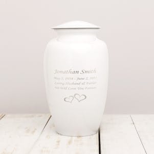 White Solace Metal Cremation Urn - Engravable