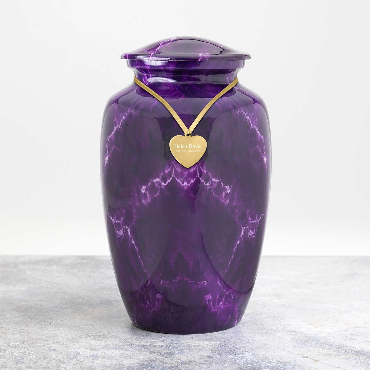 Medium Elegant Purple Pet Urn for top Ashes