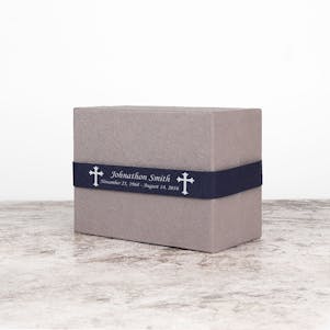 Gray & Navy Biodegradable Box Cremation Urn