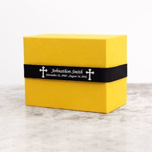 Yellow & Black Biodegradable Box Cremation Urn