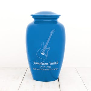 Blue Solace Metal Cremation Urn Electric Guitar