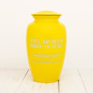 Yellow Solace Metal Cremation Urn It's Dark In Here