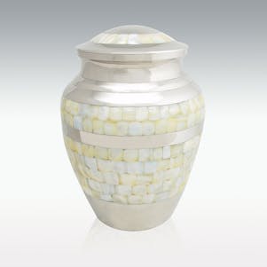 Large Brass Nickel Mother Of Pearl Cremation Urn