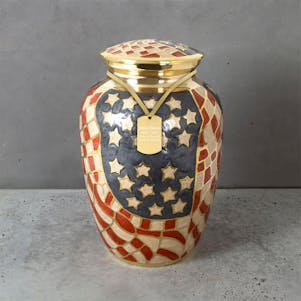 Large Old Glory Brass Cremation Urn