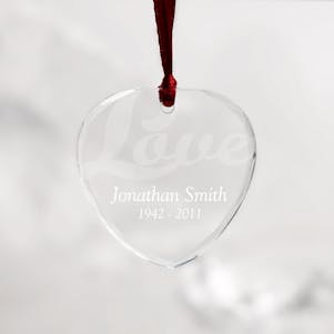 Love Crystal Heart Memorial Ornament - Free Engraving