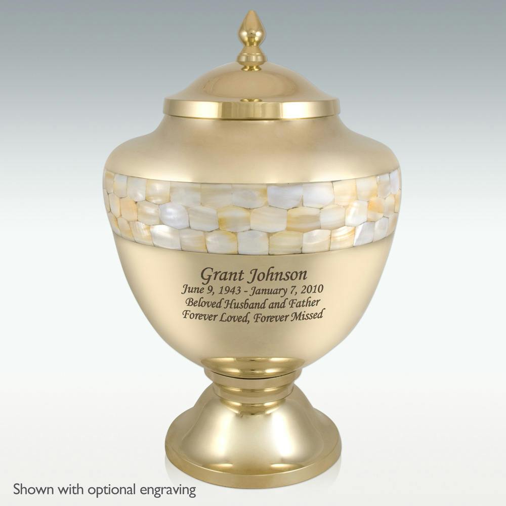 Large Brass Mother Of Pearl Chalice Cremation Urn - Perfect Memorials