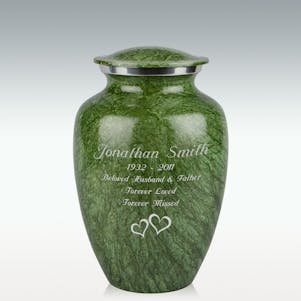 Large Brushed Green Cremation Urn - Engravable