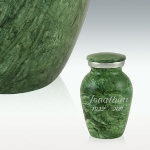 Keepsake Brushed Green Cremation Urn - Engravable
