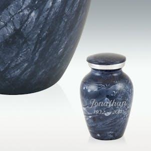 Keepsake Brushed Blue Cremation Urn - Engravable