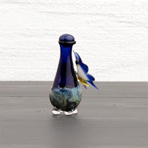 Blue Butterfly Glass Tear Bottle