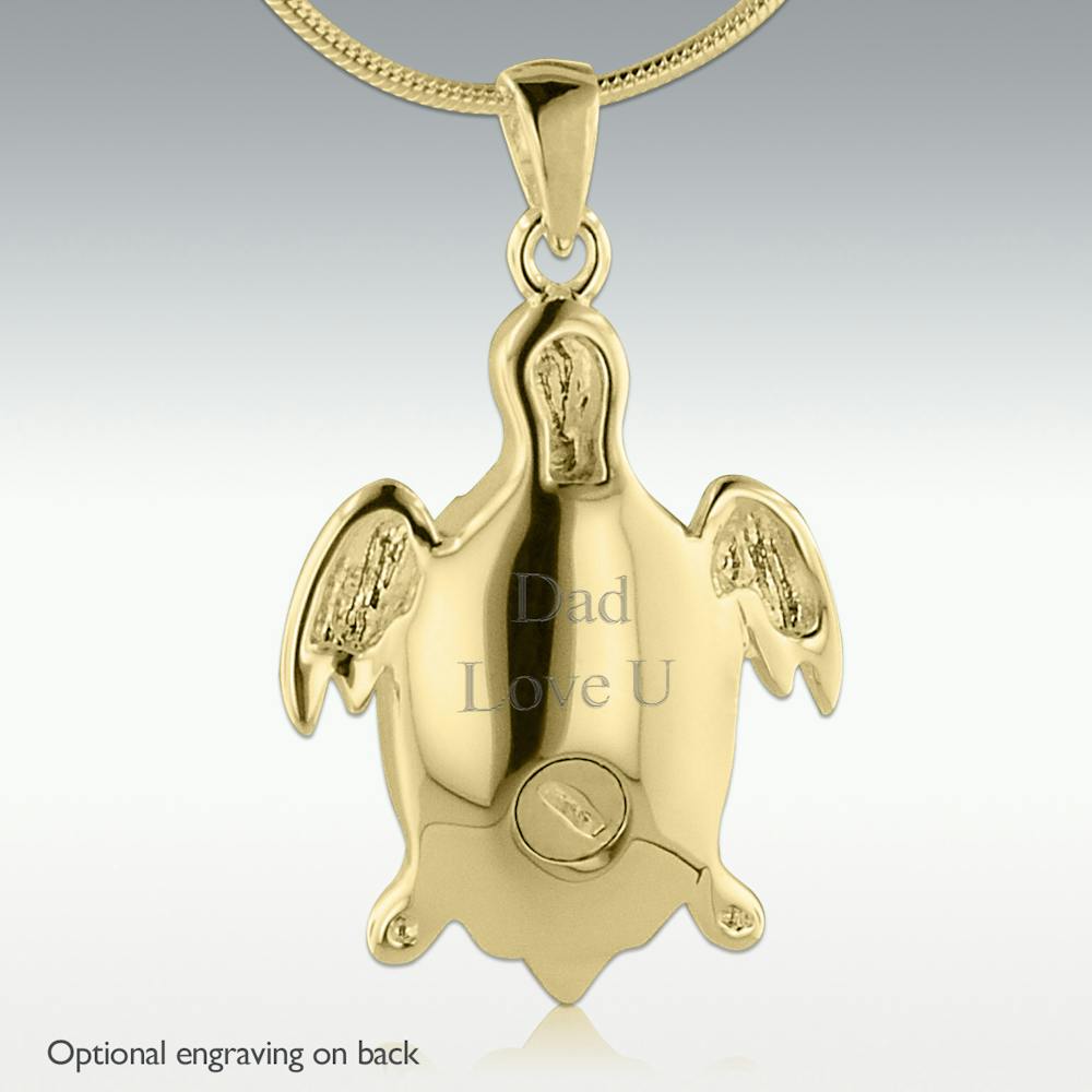 Sea Turtle Solid 14k Gold Cremation Jewelry - Perfect Memorials