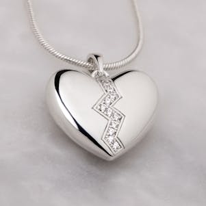 Broken Heart Sterling Silver Cremation Jewelry - Engravable