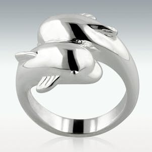 Tranquil Dolphins Sterling Silver Cremation Rings
