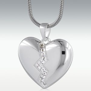 Broken Heart Platinum with Diamonds Cremation Jewelry