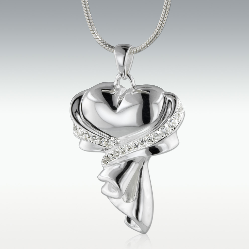 Gift of Love 14k White Gold Cremation Jewelry - Perfect Memorials