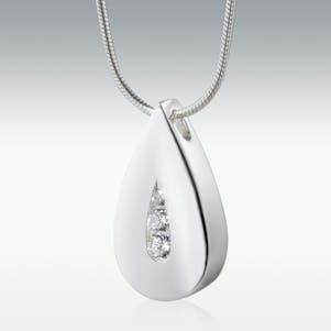 Sparkle Teardrop Platinum with Diamonds Cremation Jewelry