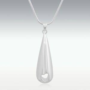 Tear Of Love Solid 10k White Gold Cremation Jewelry