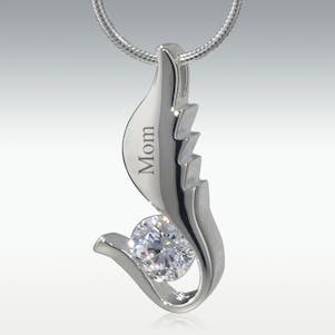 Angel Wing Sterling Silver Cremation Jewelry - Engravable