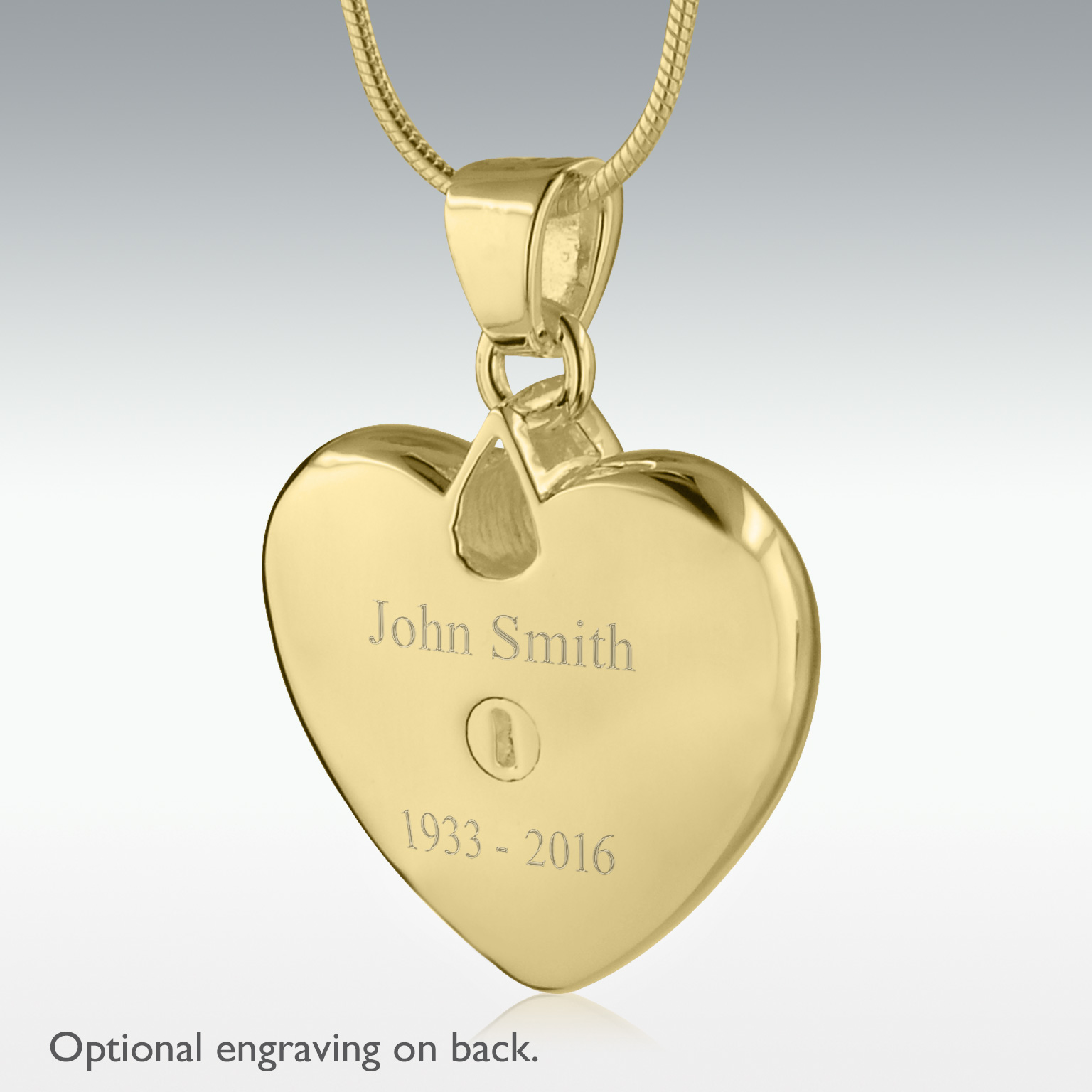 Angel Wing Heart 14k Gold Vermeil Cremation Jewelry - Engravable